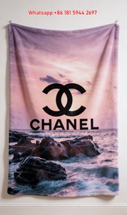 Chanel Flannel Throw Blanket Ocean Sunset Beach Landscape Print IMG_7328